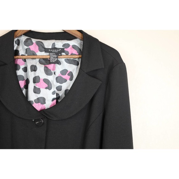 Sandro Vintage 3 Button Blazer XL Black Y2K Clueless - Picture 3 of 11